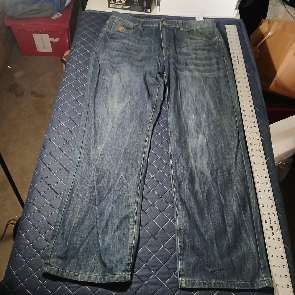 Rocawear Mens Vintage Y2K Loose Fit Straight Leg Denim Jeans W38 L34 Blue Baggy
